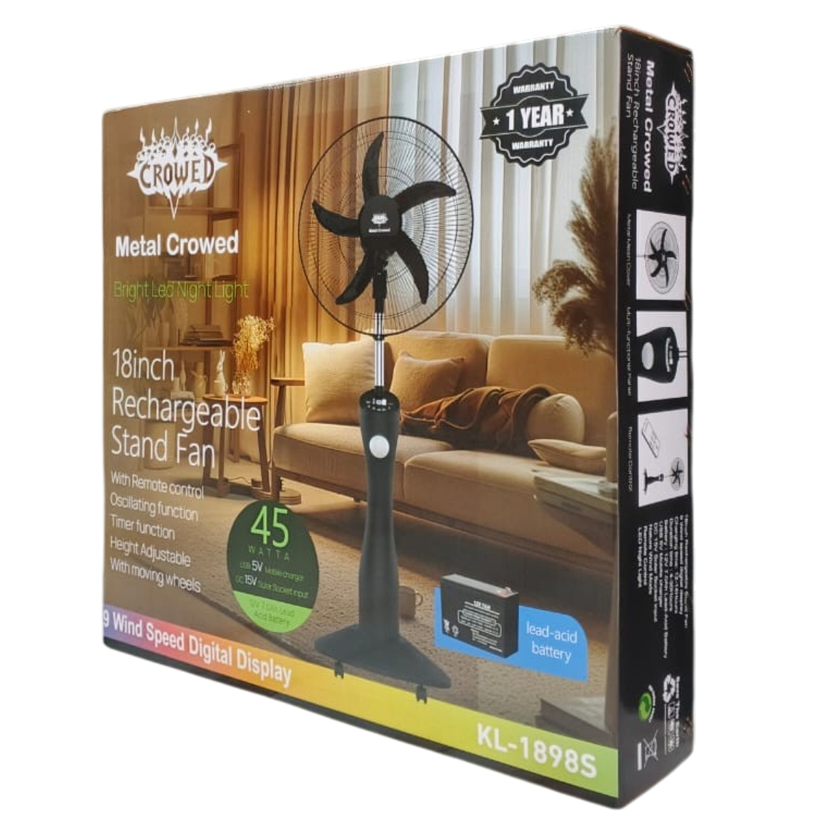 MC 18inch Rechargeable Standing Fan. KL - 18985